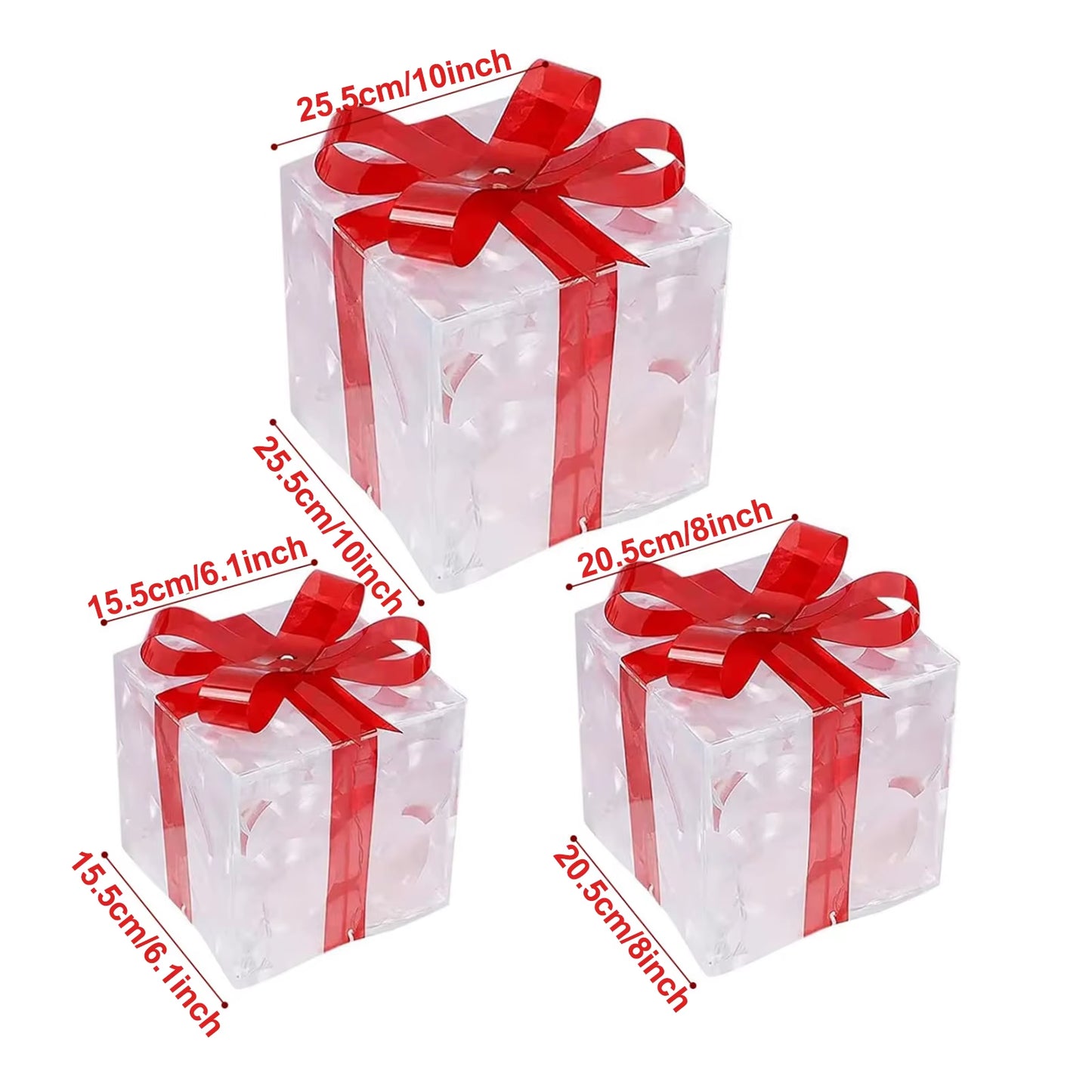 Lighted Christmas Gift Boxes Set of 3 – Remote Control & Timer, Indoor/Outdoor Holiday Decor