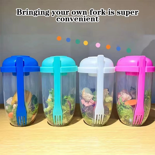 On-The-Go Salad Container with Fork – Portable Meal Cup for Work & School