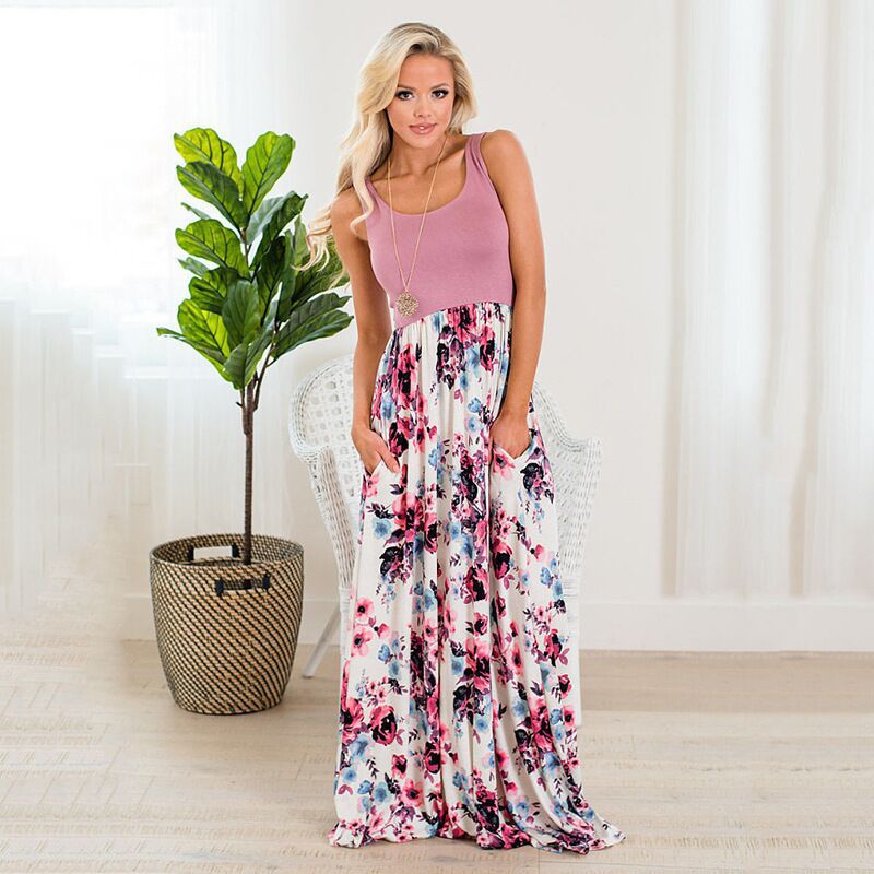 Printed Floral Maxi Dress for Women – Elegant Long Sleeve Chiffon Dress