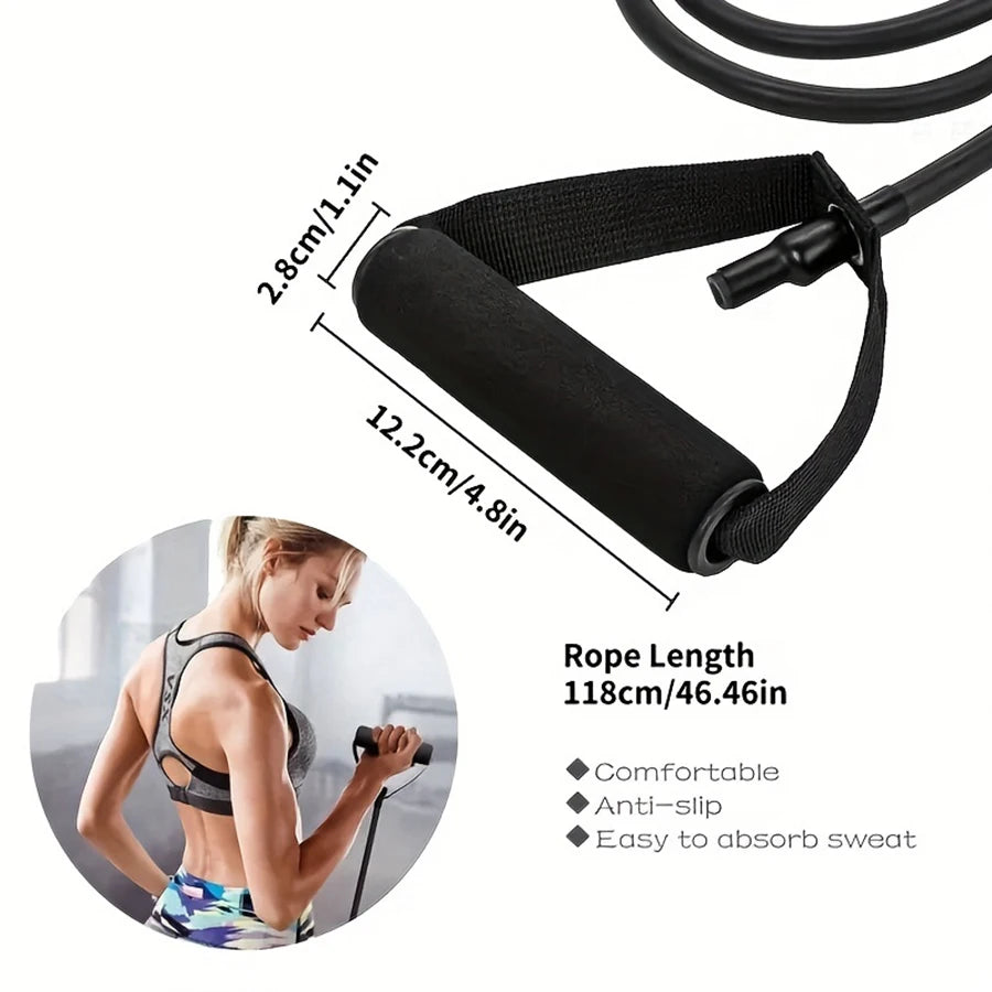 1Pc 4-Level Resistance Bands with Handles for Home Workouts & Strength Training – Perfect for Yoga, Pilates, and Full-Body Fitness