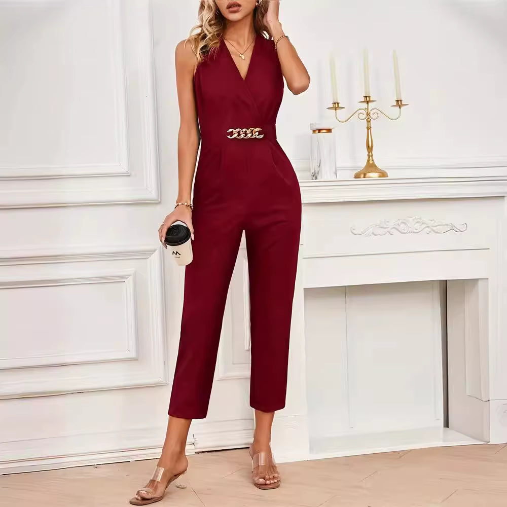 V-Neck Sleeveless High-Waisted Women’s Jumpsuit