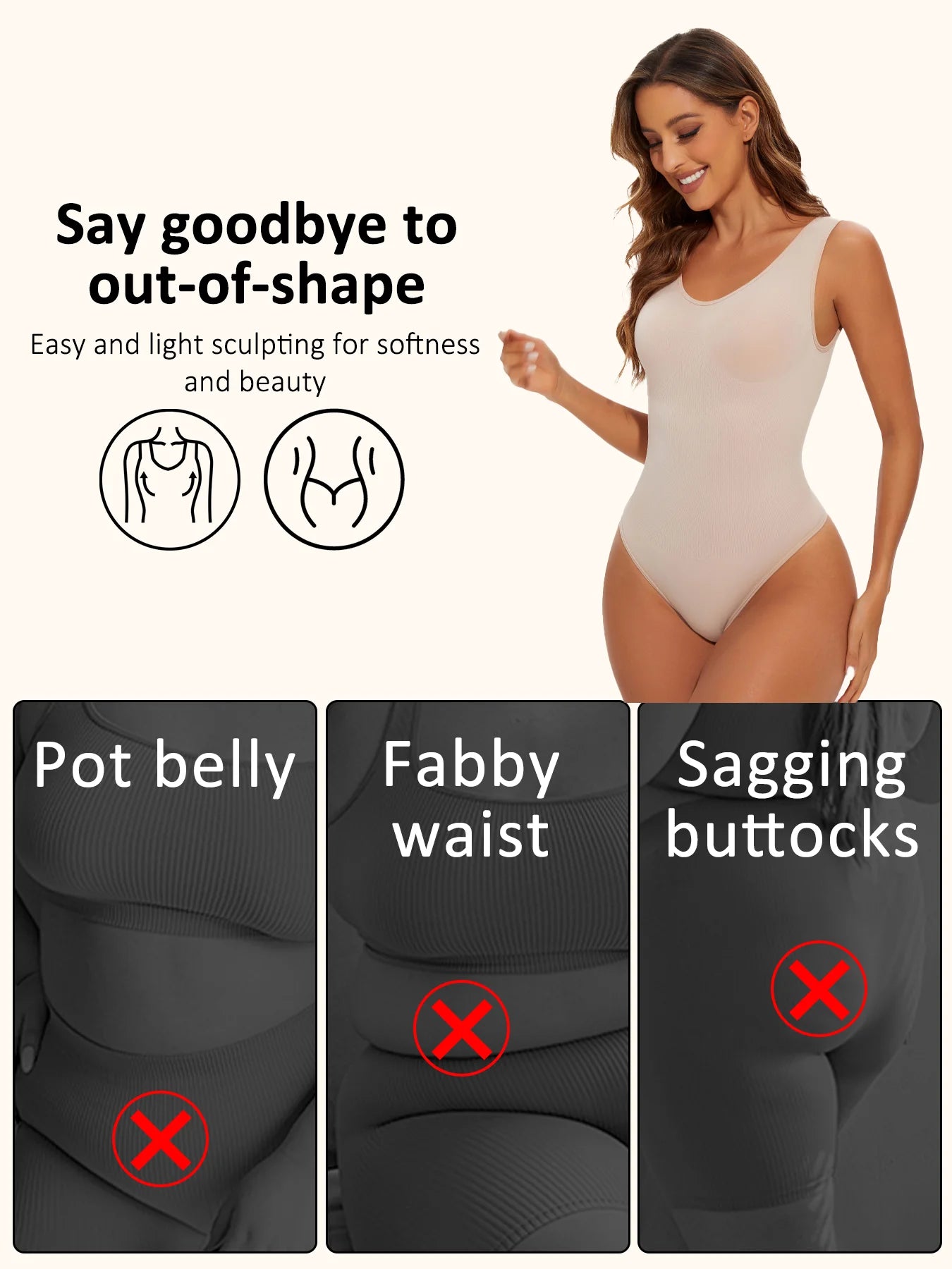 Seamless Body Control Shapewear Bodysuit – Thong Body Shaper for Women
