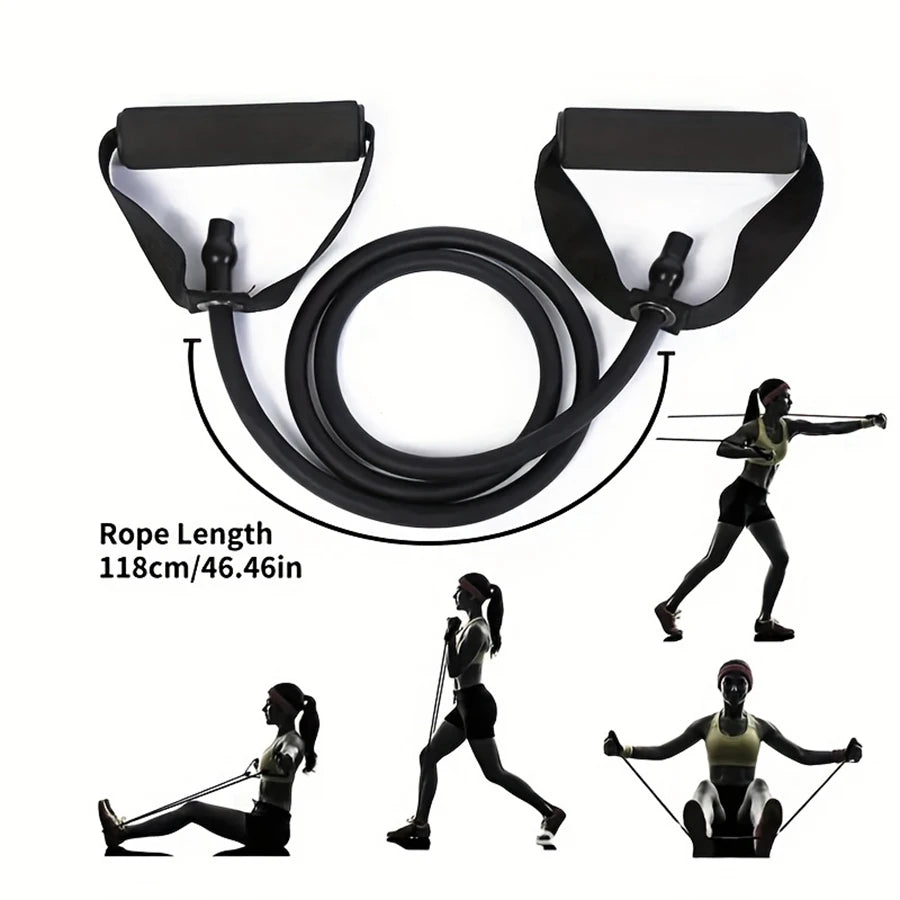 1Pc 4-Level Resistance Bands with Handles for Home Workouts & Strength Training – Perfect for Yoga, Pilates, and Full-Body Fitness